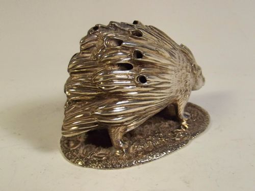 HALLMARKED SILVER PORCUPINE TOOTHPICK HOLDER 1904 - ADDITIONAL PHOTO 3