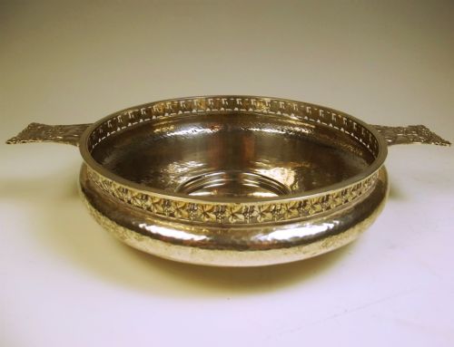 LARGE ARTS AND CRAFTS SILVER BOWL BY A E JONES - ADDITIONAL PHOTO 1