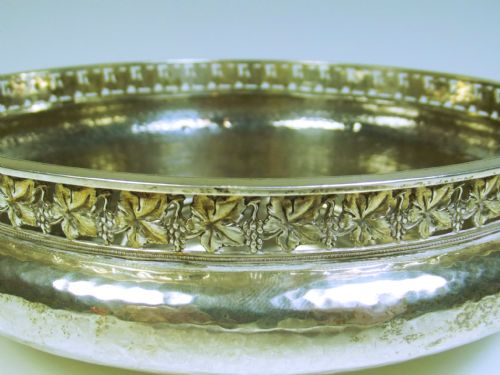 LARGE ARTS AND CRAFTS SILVER BOWL BY A E JONES - ADDITIONAL PHOTO 2