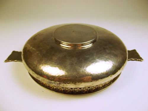 LARGE ARTS AND CRAFTS SILVER BOWL BY A E JONES - ADDITIONAL PHOTO 4