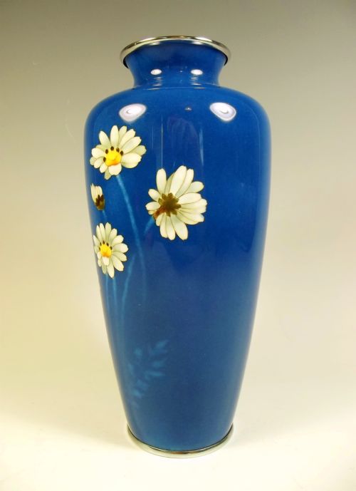 JAPANESE BLUE MUSEN CLOISONNE DAISY VASE - ADDITIONAL PHOTO 1