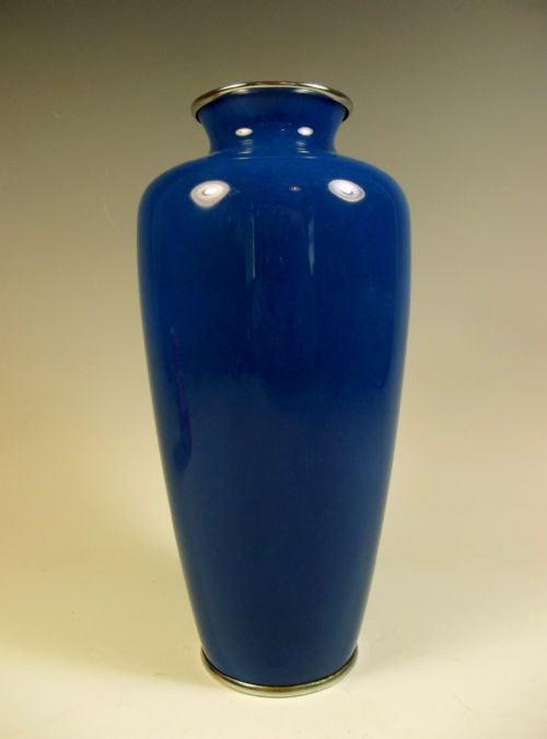 JAPANESE BLUE MUSEN CLOISONNE DAISY VASE - ADDITIONAL PHOTO 3