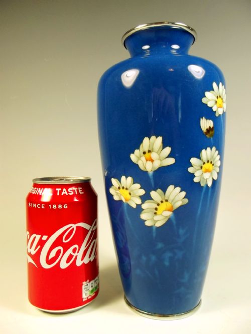 JAPANESE BLUE MUSEN CLOISONNE DAISY VASE - ADDITIONAL PHOTO 4