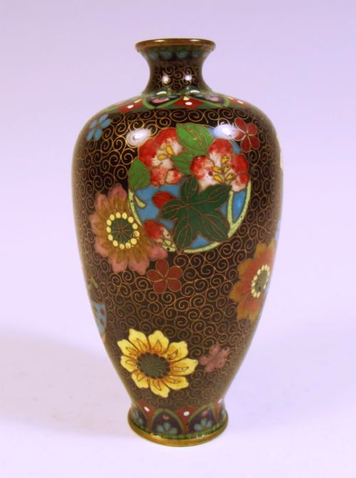 JAPANESE MEIJI PERIOD CLOISONNE ENAMEL VASE - ADDITIONAL PHOTO 1