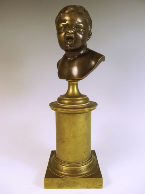 PAIR FRENCH ORMOLU BRONZE PUTTI BUSTS COMEDY AND TRAGEDY - ADDITIONAL PHOTO 5