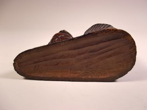 19TH C BLACK FOREST CARVED WOOD OWL MATCH STRIKER - ADDITIONAL PHOTO 5