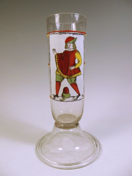 german enamelled glass historismus beaker vase c1820 - CATEGORY: ANTIQUE GLASS - DATED 19TH CENTURY