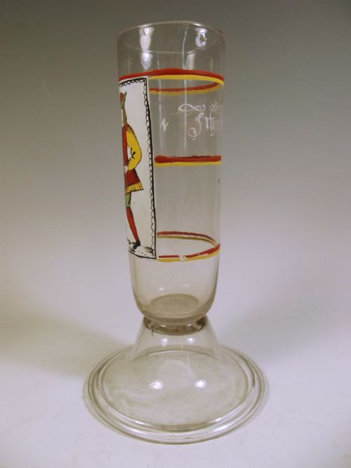 GERMAN ENAMELLED GLASS HISTORISMUS BEAKER VASE C1820 - ADDITIONAL PHOTO 1
