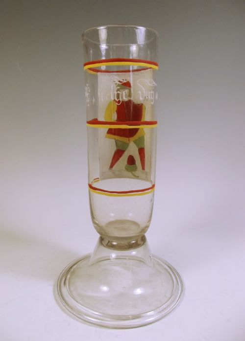 GERMAN ENAMELLED GLASS HISTORISMUS BEAKER VASE C1820 - ADDITIONAL PHOTO 2