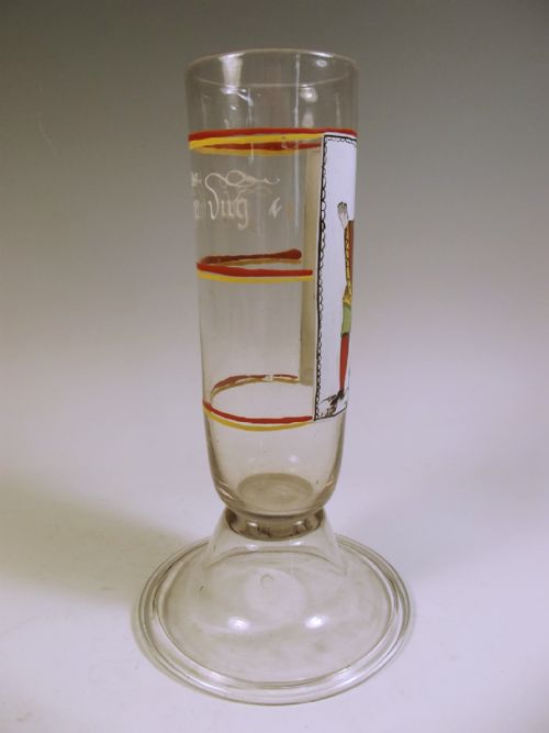 GERMAN ENAMELLED GLASS HISTORISMUS BEAKER VASE C1820 - ADDITIONAL PHOTO 3
