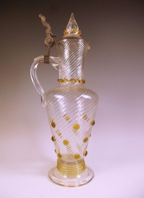 huge bohemian glass claret jug - CATEGORY: ANTIQUE GLASS - DATED 1880