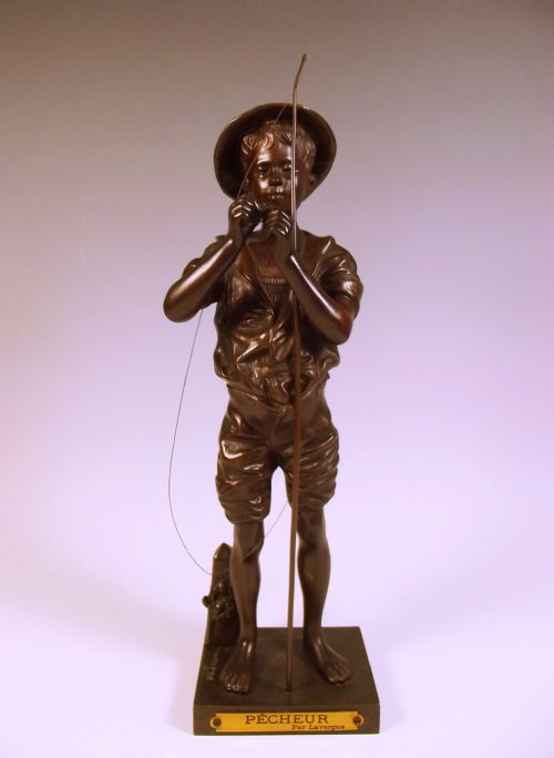 adolphejean lavergne bronze figure of a fisherman - CATEGORY: ANTIQUE METAL - DATED 1890