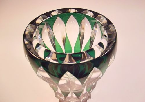 LARGE GREEN AND CLEAR VAL ST LAMBERT GLASS VASE - ADDITIONAL PHOTO 3