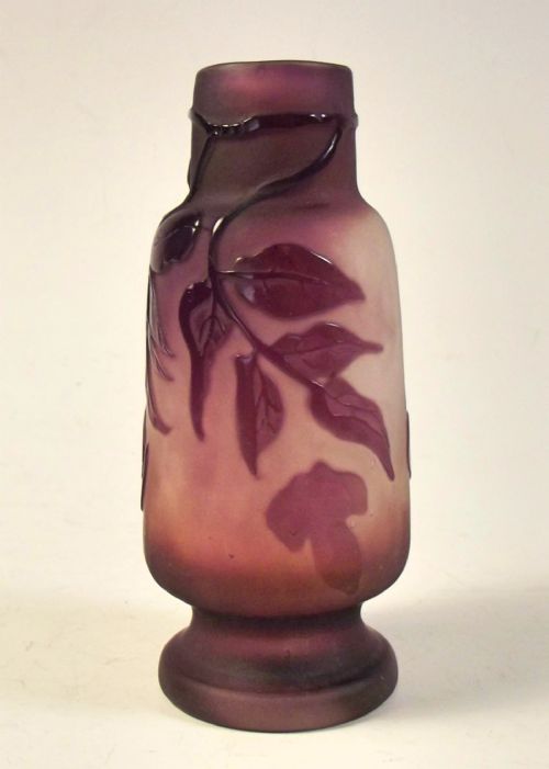 emile galle wisteria cameo glass vase - CATEGORY: ANTIQUE GLASS - DATED 1900