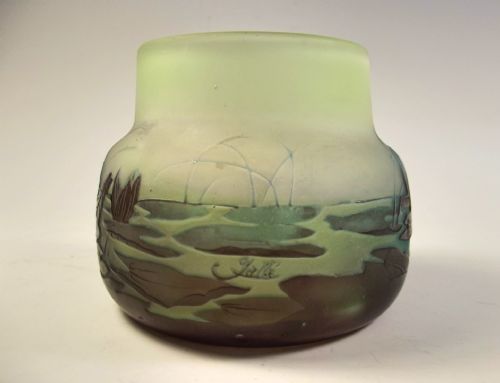 EMILE GALLE THREE COLOUR AQUATIC CAMEO GLASS VASE - ADDITIONAL PHOTO 1