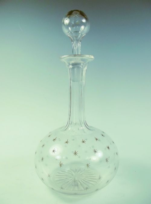 19th century globe and shaft star cut decanter - CATEGORY: ANTIQUE GLASS - DATED 1890