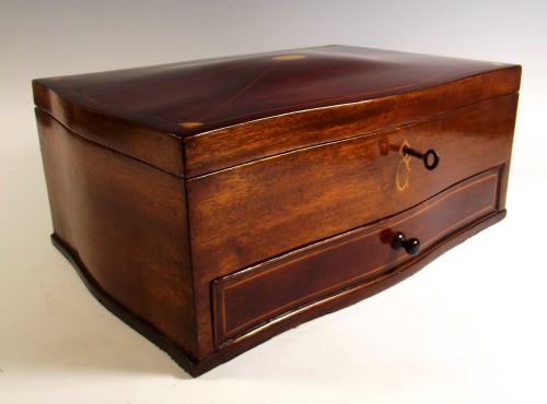 late victorian inlaid dome topped mahogany jewellery box - CATEGORY: ANTIQUE BOXES - DATED 1890