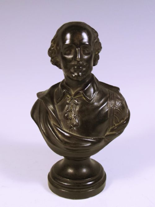 victorian spelter bust of shakespeare - CATEGORY: ANTIQUE METAL - DATED 1900