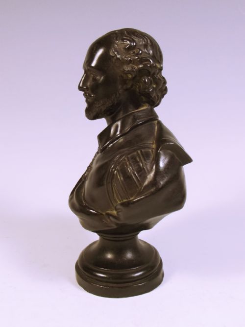 VICTORIAN SPELTER BUST OF SHAKESPEARE - ADDITIONAL PHOTO 1
