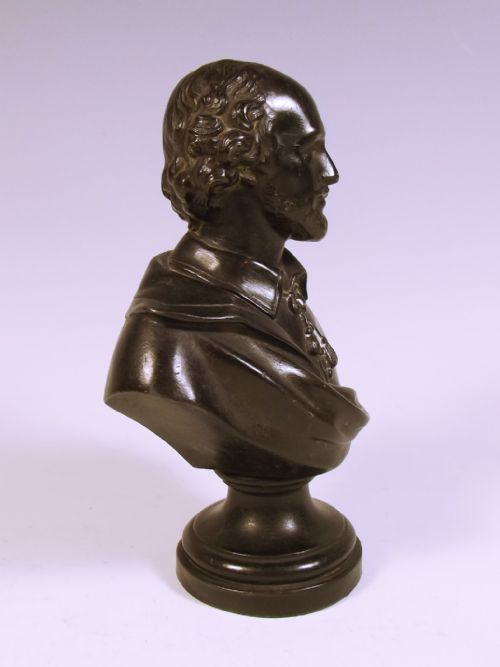 VICTORIAN SPELTER BUST OF SHAKESPEARE - ADDITIONAL PHOTO 3