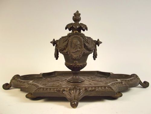 ornate mid victorian bronze inkwell - CATEGORY: ANTIQUE MISCELLANEOUS - DATED 1860