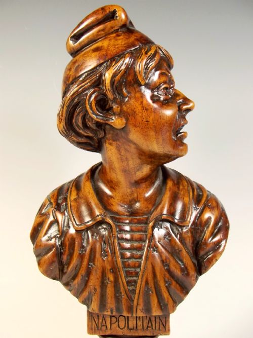 WALNUT BUST OF A NEAPOLITAN GENTLEMAN BY VICTOR AIMONE - ADDITIONAL PHOTO 2
