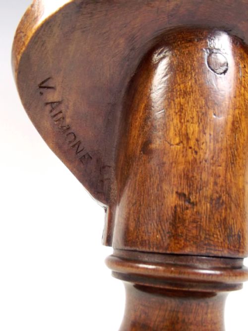 WALNUT BUST OF A NEAPOLITAN GENTLEMAN BY VICTOR AIMONE - ADDITIONAL PHOTO 7
