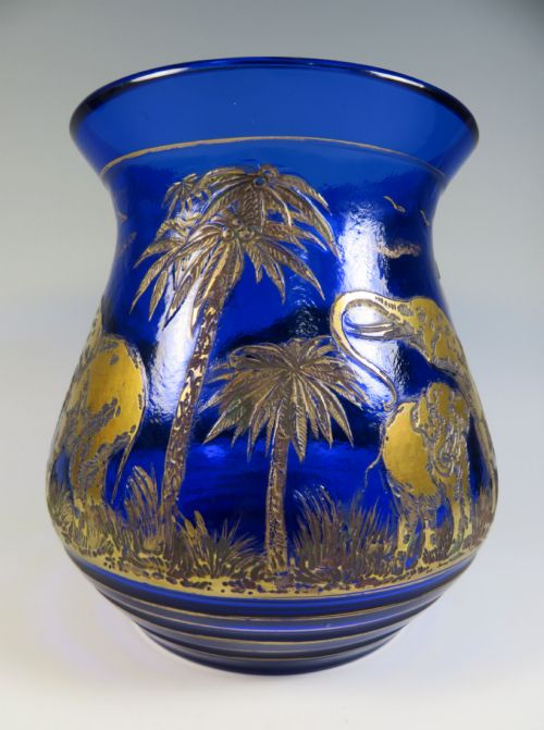 MOSER KARLSBAD GILT CAMEO ELEPHANT VASE ANIMOR SERIES - ADDITIONAL PHOTO 1