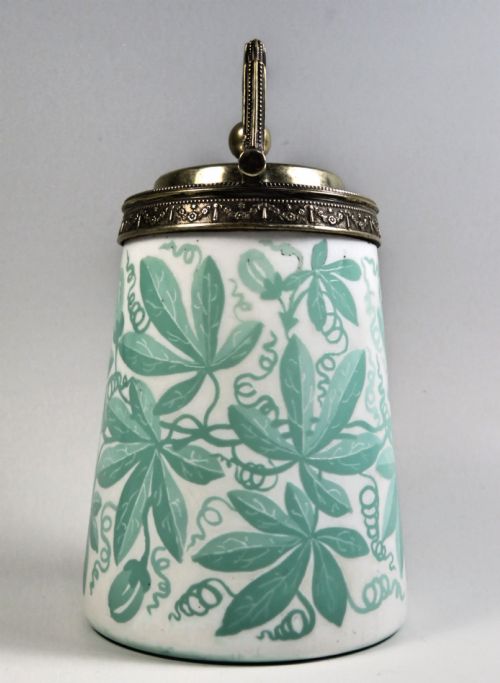 STOURBRIDGE CAMEO CUT GLASS SWEETMEAT JAR SILVER PLATE MOUNT - ADDITIONAL PHOTO 1