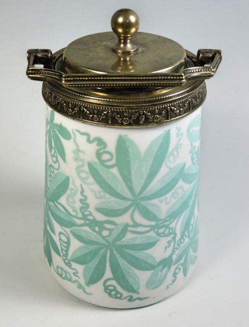 STOURBRIDGE CAMEO CUT GLASS SWEETMEAT JAR SILVER PLATE MOUNT - ADDITIONAL PHOTO 2