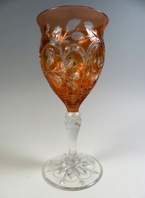 STEVENS AND WILLIAMS ROCK CUT PEACH WINE GLASS - ADDITIONAL PHOTO 1