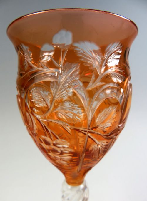 STEVENS AND WILLIAMS ROCK CUT PEACH WINE GLASS - ADDITIONAL PHOTO 3