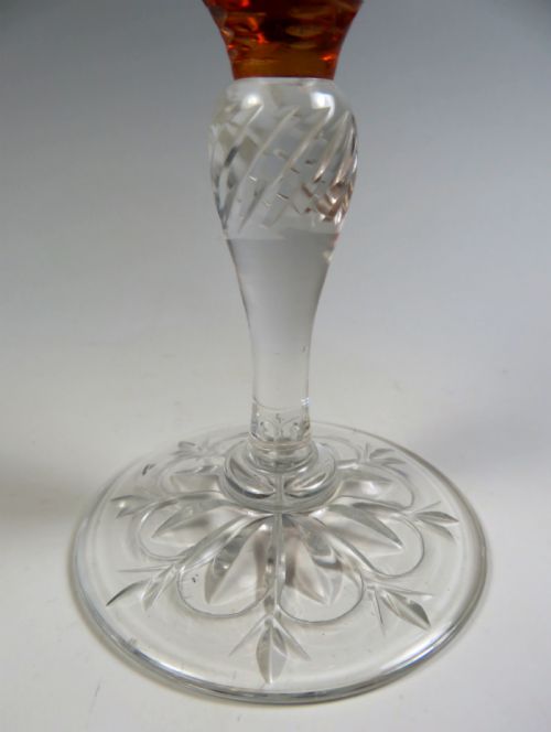 STEVENS AND WILLIAMS ROCK CUT PEACH WINE GLASS - ADDITIONAL PHOTO 4