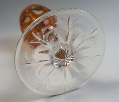 STEVENS AND WILLIAMS ROCK CUT PEACH WINE GLASS - ADDITIONAL PHOTO 5