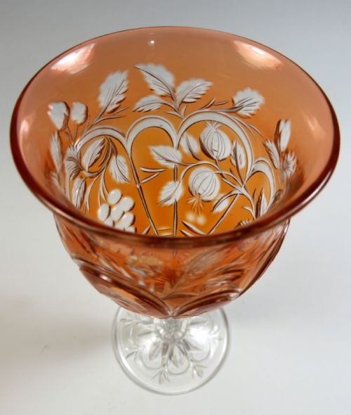 STEVENS AND WILLIAMS ROCK CUT PEACH WINE GLASS - ADDITIONAL PHOTO 6