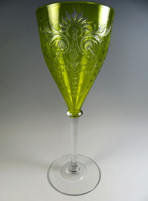 oversized stevens and williams intaglio cut wine glass - CATEGORY: ANTIQUE GLASS - DATED 19TH CENTURY