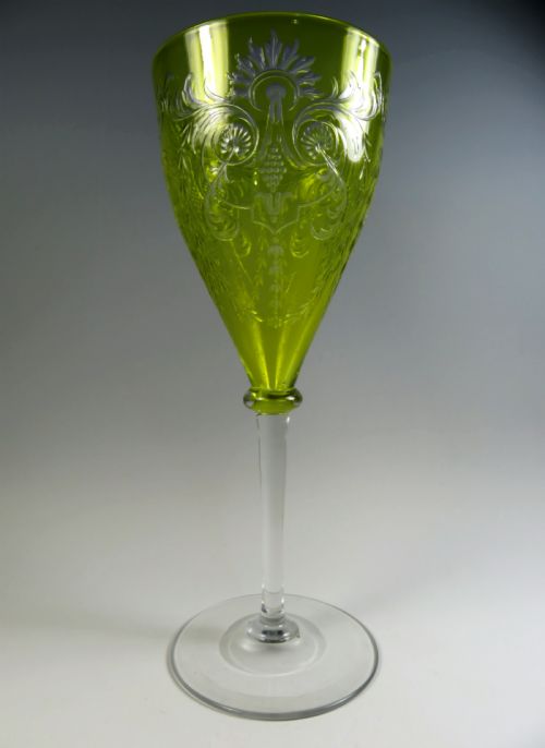OVERSIZED STEVENS AND WILLIAMS INTAGLIO CUT WINE GLASS - ADDITIONAL PHOTO 1