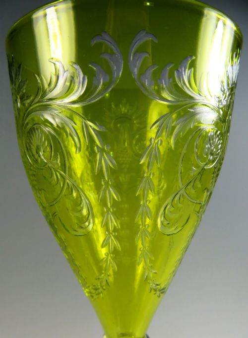 OVERSIZED STEVENS AND WILLIAMS INTAGLIO CUT WINE GLASS - ADDITIONAL PHOTO 4