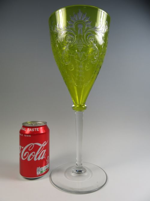 OVERSIZED STEVENS AND WILLIAMS INTAGLIO CUT WINE GLASS - ADDITIONAL PHOTO 6