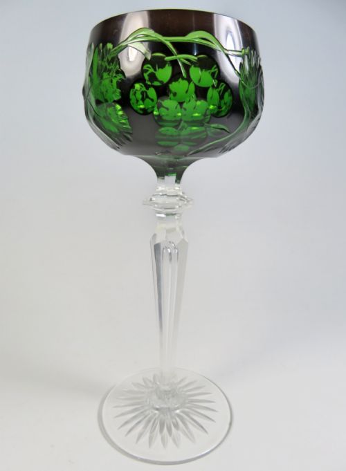 val st lambert 2 colour hock wine glass - CATEGORY: ANTIQUE GLASS - DATED 1910
