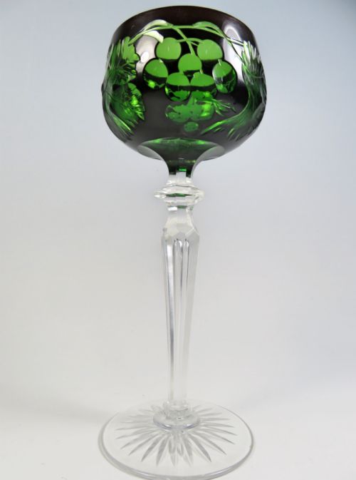 VAL ST LAMBERT 2 COLOUR HOCK WINE GLASS - ADDITIONAL PHOTO 1