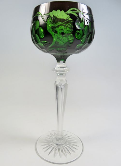 VAL ST LAMBERT 2 COLOUR HOCK WINE GLASS - ADDITIONAL PHOTO 2