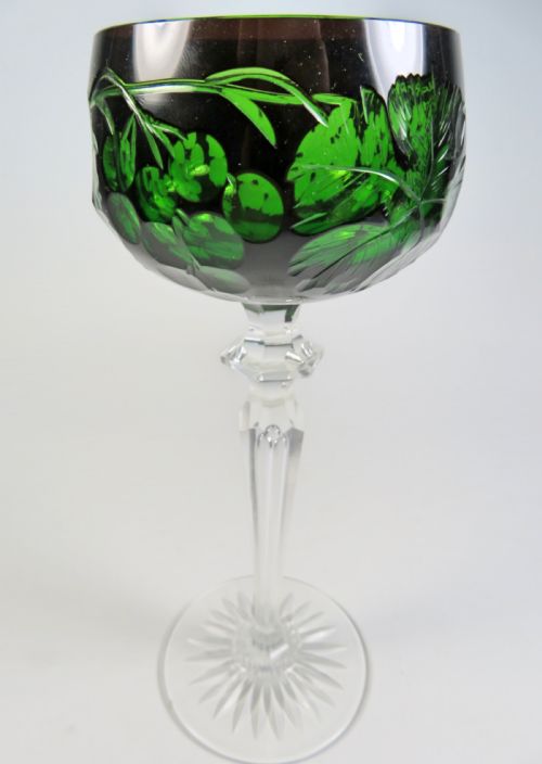 VAL ST LAMBERT 2 COLOUR HOCK WINE GLASS - ADDITIONAL PHOTO 3