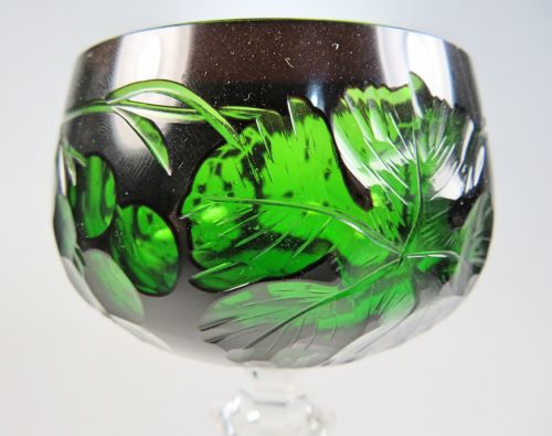 VAL ST LAMBERT 2 COLOUR HOCK WINE GLASS - ADDITIONAL PHOTO 4