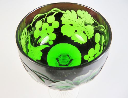 VAL ST LAMBERT 2 COLOUR HOCK WINE GLASS - ADDITIONAL PHOTO 9