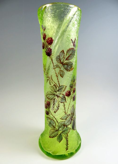 french first period cameo uranium glass vase by emile galle - CATEGORY: ANTIQUE GLASS - DATED 1890