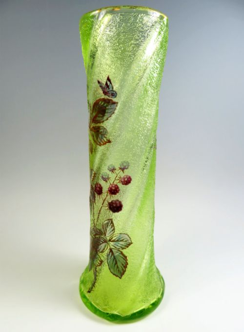 FRENCH FIRST PERIOD CAMEO URANIUM GLASS VASE BY EMILE GALLE - ADDITIONAL PHOTO 1