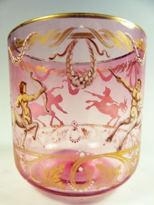 LOBMEYR CRANBERRY ENAMELED GLASS BEAKER - ADDITIONAL PHOTO 1