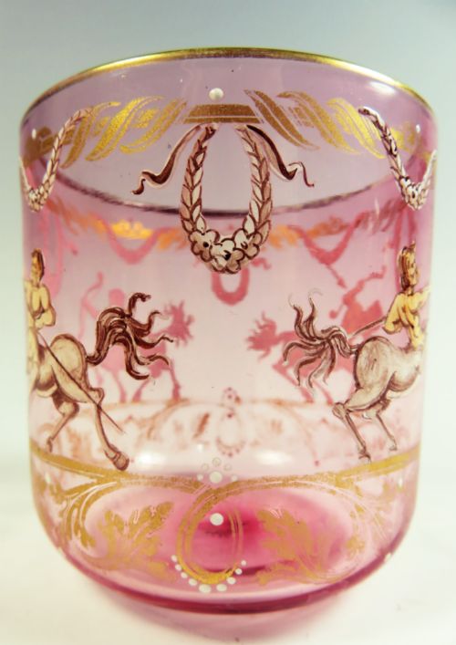 LOBMEYR CRANBERRY ENAMELED GLASS BEAKER - ADDITIONAL PHOTO 2