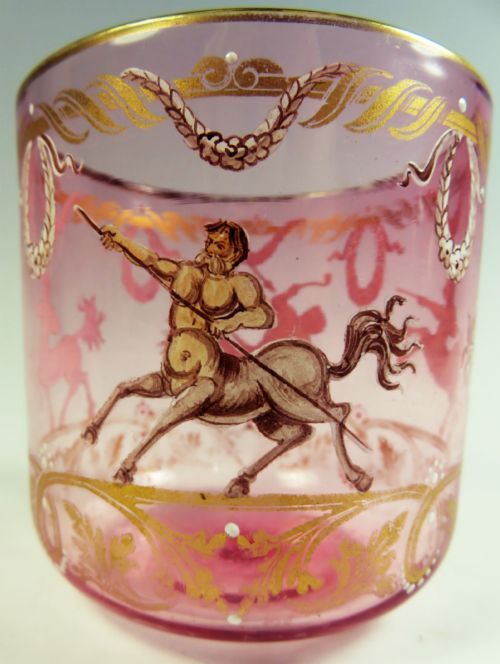 LOBMEYR CRANBERRY ENAMELED GLASS BEAKER - ADDITIONAL PHOTO 3
